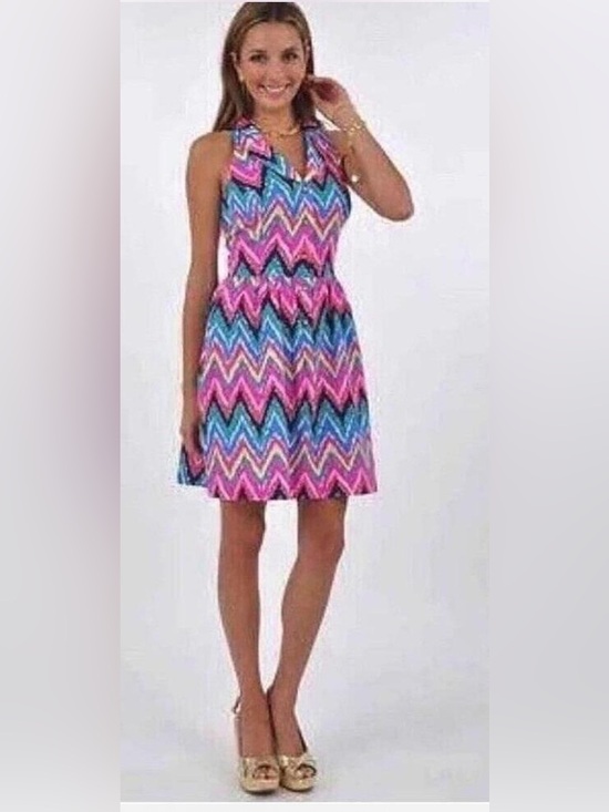 Lilly Pulitzer Dresses & Skirts - Lilly Pulitzer Sherlyn Dress Hearts A Flutter Chevron Zigzag Size 0